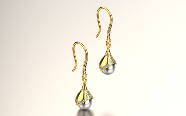 pearl earrings 11 3d print model in 3dexport chopard versace gucci tiffany tiffani bvlgari vuitton ring earring bracelet pendant cleef vancleef clasp poussette cross chanel love 3d print model - Mito3D