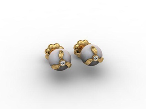 perla puset aratura orecchino gli orecchini gemma gioielli stampabile argento la sterlina bianco 3d print model - Mito3D