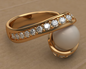 perle ring 3d drucken modell ringe 3dexport schmuck druckbar gold silber diamant juwel hochzeit engagement platin brillant finger mode rubin saphir modelleschmuck 3d print model - Mito3D