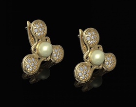 perla spinner orecchini 3d stampabile stl orecchino gli oro argento disco di platino la sterlina gemme gemma gioiello donne leva moda elegante i gioielli 3d print model - Mito3D