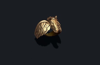 pegasus ring 3d print model in rings 3dexport gold head jewellery jewelry nature pendant silver woman pegas unicorn galloping mythological winged stallion angel flying fantasy wings hors horse 3d print model - Mito3D
