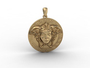 pendant 3d print model in pendants 3dexport bas earring greek grek jewellery jewelry medusa meduza neclaces relief sculpt versace wood 3d print model - Mito3D