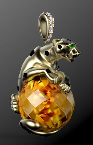 pendentif boucles d'oreilles bijoux diamants diamant or argent panthère panter panthera Lion tigre pantera anneaux bracelet broch boutons manchette broche Collier 3D print model - Mito3D