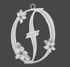 pendente lettera font rutenia pervinca fiore argento gioielleria 3d print model - Mito3D