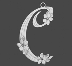 pingente carta Fonte rutênia pervinca flor prata joalheria 3d print model - Mito3D