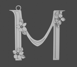 pendant letter font ruthenia periwinkle flower silver jewelry 3d print model - Mito3D