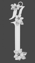 pendentif 3d impression modèle in pendentifs 3dexport lettre police caractère ruthène pervenche fleurs argent bijoux 3d print model - Mito3D