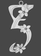 pendente lettera font rutenia pervinca argento gioielleria 3d print model - Mito3D