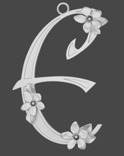 pendant letter font rutheniya periwinkle flower silver jewelry 3d print model - Mito3D