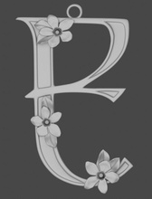 pendant letter font rutheniya periwinkle flower silver jewelry 3d print model - Mito3D