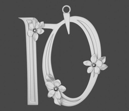 Anhänger Brief Schriftart Ruthenien Immergrün Blume Silber Schmuck 3d print model - Mito3D