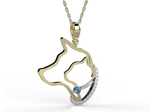 pendentif 132 or de l'anneau bijoux l'engagement le diamant blanc d'argent platine imprimable l'amour animaux des chats chiens 3d print model - Mito3D