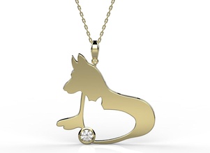 pendentif 133 or de l'anneau bijoux l'engagement le diamant blanc d'argent platine imprimable l'amour animaux des chats chiens 3d print model - Mito3D