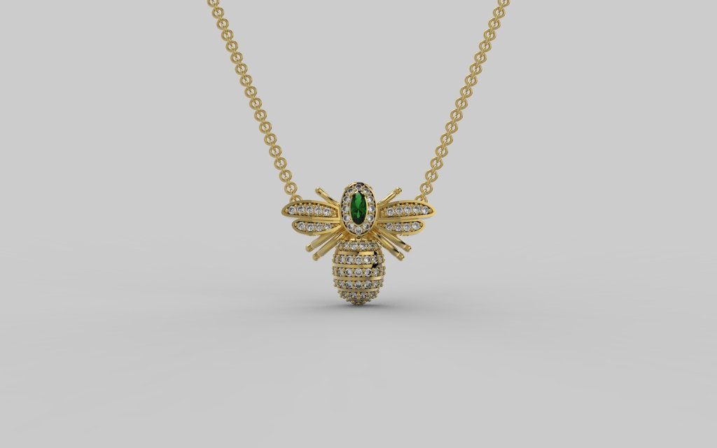 pingente 385 joalheria jóia jóias imprimível Projeto diamante brilhante moda beleza pingentes colar diamantado ouro prata abelha 3D print model - Mito3D