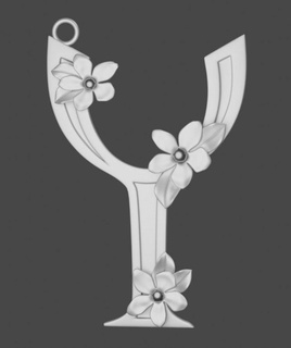 pendant 3d print model free pendants letter font ruthenia periwinkle flower silver jewelry 3d print model - Mito3D