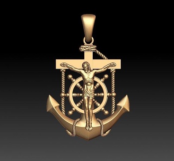 pendant 3d print model pendants cross issus god anchor gold silver necklace jewel boat sculpture jewelry 3d print model - Mito3D