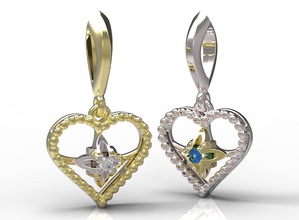 pendant 76 gold diamond ring jewelry ruby sapphire emerald valentines wedding jewellery heart 3d print model - Mito3D