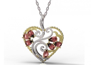 pendant 84 3d print model in pendants 3dexport gold diamond jewelry ring ruby sapphire emerald valentines wedding jewellery heart love 3d print model - Mito3D