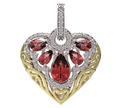 pendant 92 3d print model in pendants 3dexport gold diamond jewelry ring ruby sapphire emerald valentines wedding jewellery golden heart 3d print model - Mito3D