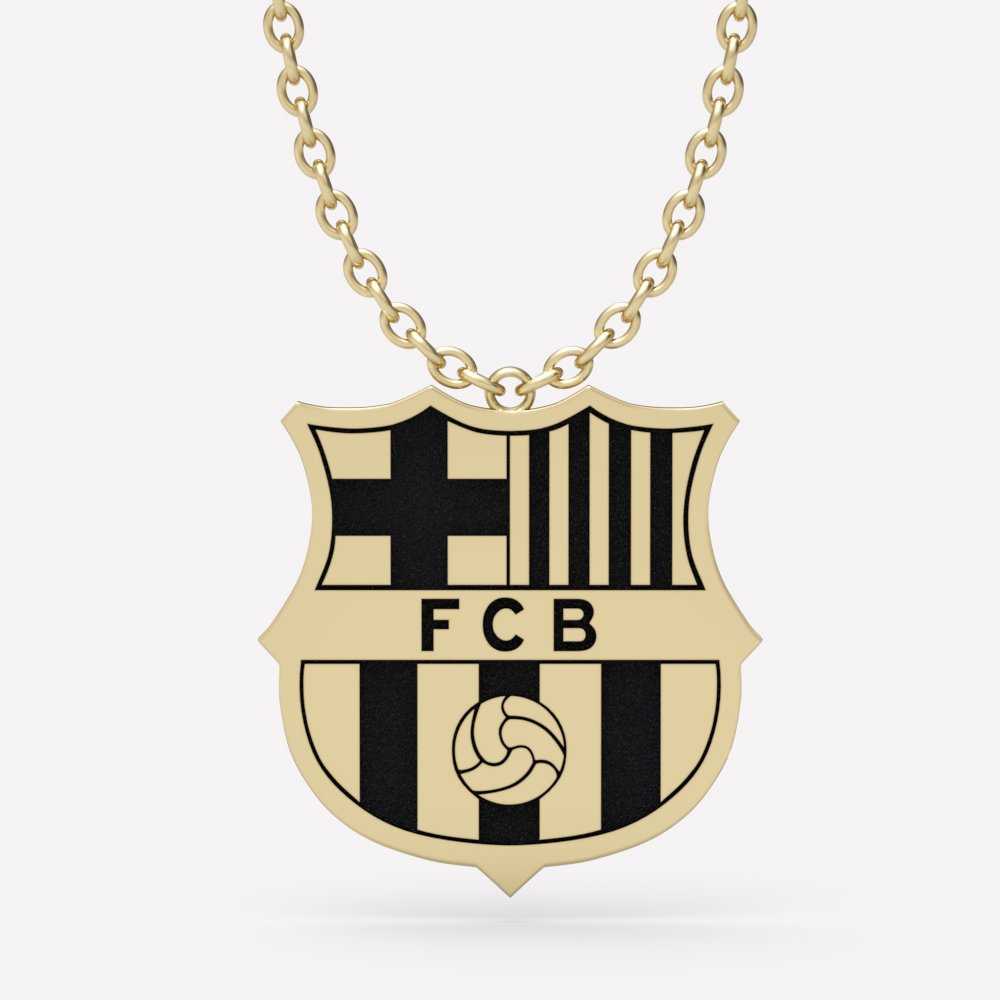 anhänger barcelona 3d drucken modell 3dexport boot blaugrana charme emblem fc fußball gold juwel schmuck logo hängend silber spanien schmuckstück gelb 3D print model - Mito3D