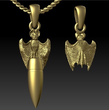 pendant bat bullet jewelry symbol printable gold beast wild silver stl 3ds obj cad high poligonal nature print animal 3d print model - Mito3D