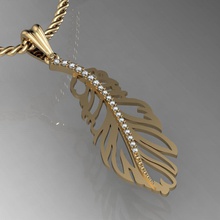 pingente de pena pássaro jóias penas printable ouro besta selvagem prata stl 3ds obj o cad natureza imprimir animais 3d print model - Mito3D