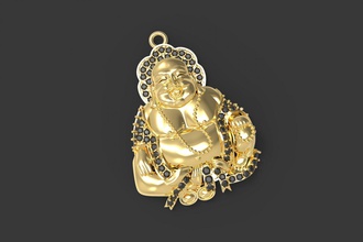 pendant buda gold jewellery diamonds 3d print model - Mito3D