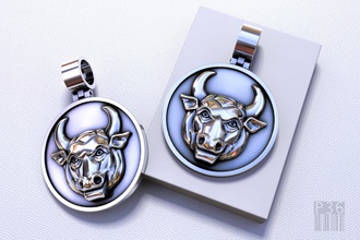pendant bull taurus jewelry 3d stl obj design cnc jewellery wax printable print jewel animal horoscope 3d print model - Mito3D