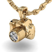 ciondolo macchina fotografica gioielli diamante stampabile la fotocamera cad di fidanzamento gemme sesso femminile donne brillant esclusivo 3dm stl obj moda oro rhiho cnc 3d print model - Mito3D