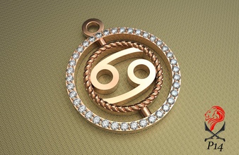 pendente costellazione gambero 3d stampa modello in ciondoli 3dexport oro gioielleria gemme diamante cnc stampa gioielliere 3d print model - Mito3D
