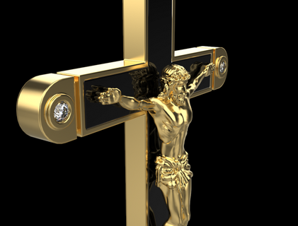 pendentif traverser Jésus pendentifs bijoux précieux gemme bijou religion Christ diamant brillant or sross argent religiou objet imprimable 3d print model - Mito3D