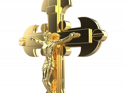 Anhänger Kreuz Jesus Schmuck wertvoll Juwel Religion Christus Diamant brillant Gold sross Silber religiou Objekt leuchtenden 3d print model - Mito3D