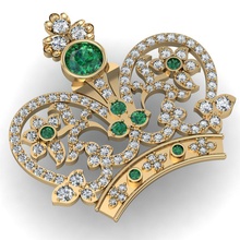 pendant crown jewelry diamond female brilliant printable cad gem exclusive fashion gold rhino cnc 3d print model - Mito3D