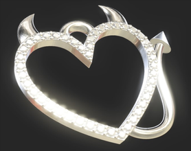 pingente diablo coração joalheria precioso luxo gema prata imprimível jóia brilhante mulher ouro platina fêmea diamantado moda beleza modelos 3d print model - Mito3D
