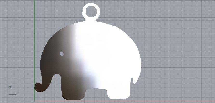 pingente elefante simples animais natureza 3D print model - Mito3D