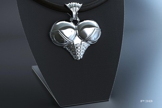 pingente de mama feminino jóias coração prata ouro cnc stl 3d impressão do busto 3d print model - Mito3D