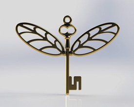 pendant flying key 3d print model in pendants 3dexport flaynng pendent wings harry harrypotter potter harrypottertheme 3d print model - Mito3D