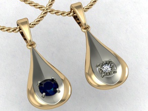 pendentif in forme of laissez tomber 3d impression modèle pendentifs 3dexport bijoux diamant femelle brillant imprimable goujat gemme exclusif mode or rhinocéros cnc 3d print model - Mito3D