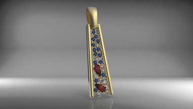 pendant gold gems 3d jewelry jewellery 3d print model - Mito3D