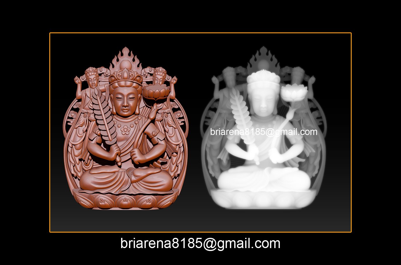 colgante pendiente guanyin bodhisattva 3d impresión modelo in colgantes 3dexport 3dmodel arte escultura estatua buda cnc stl obj zbrush bas relief joyería joya budismo bodhidharma tallado diosa misericordia 3D print model - Mito3D