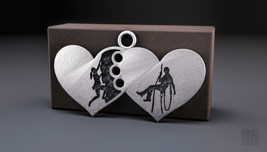 kolye kalp dağcılar modell baskı dağcılık aşk tasarım Balmumu mücevher stil yazdırılabilir 3d print model - Mito3D