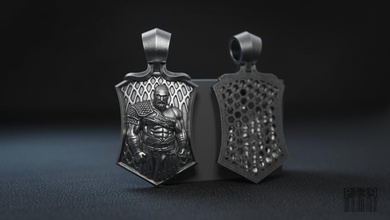Anhänger Kratos Krieg Schmuck Silber Krieger Soldat Dekoration Bio Bildhauerei Luxus Design Wachs druckbar Stil drucken Stereolithographie 3d print model - Mito3D