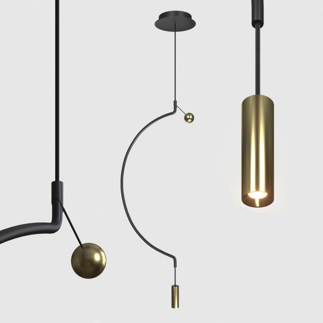 pendant lamp delight axo light liaison m1 black - gold semicircle suspension designer decorative unusual indoor living room 3D print model - Mito3D