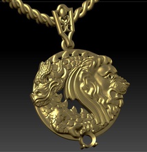 pingente leão dragão 3d impressão modelo in pingentes 3dexport joalheria imprimível zbrush obj stl max ouro prata colares alto poligonal malha lindo 3d print model - Mito3D