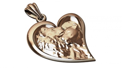 pendente leoni 3dprinted design moda oro d'oro gioiello gioielleria Stampa stampabile stampa prototipazione argento elegante cuore amore 3d print model - Mito3D