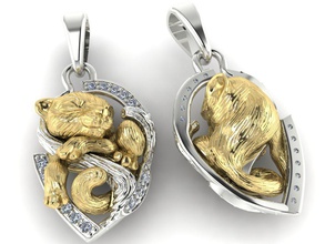 Anhänger little tiger cub schlafen Schmuck bedruckbar ist gold magerit Silber stl 3ds obj cad Natur drucken Halsketten 3d print model - Mito3D