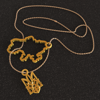 pendente carta geografica Ucraina originale tridente ciondoli sospensione gioielleria oro 3d print model - Mito3D