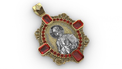 pendentif Saint Nicolas orthodoxe traverser Sauveur saints 3dprinted conception mode or d'or bijou bijoux impression imprimable prototypage argent pendentifs 3d print model - Mito3D