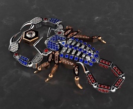 colgante pendiente escorpión diamantes 3d impresión modelo oro joyería joya collar imprimible diamante creativo impresora piedras colgantes horóscopos zodíaco escorpiones 3d print model - Mito3D