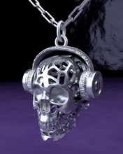colgante pendiente cráneo música amante anatomía cabeza precisión plata oro acero joyería joya imprimible Arte cadena collar cuerpo cromo 3d print model - Mito3D